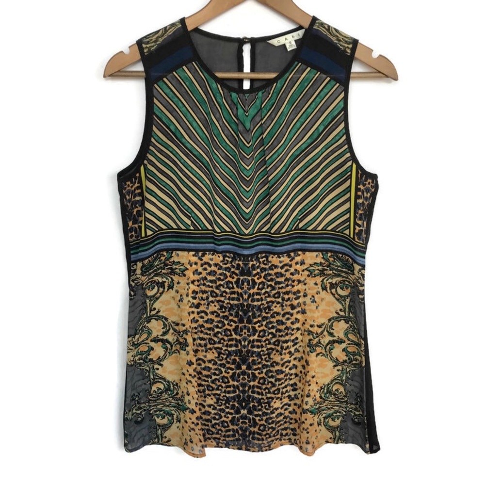 Cabi Animal Print Sleeveless Blouse Size Small